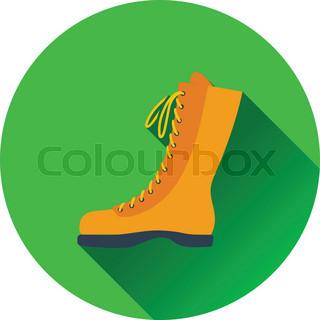 320x320 Hiking Boots Silhouette On The Yellow Background. Vector