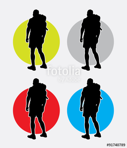 431x500 Hiker Man Pose Silhouette Logo. Good Use For Symbol, Web Icon