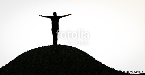 500x258 Silhouette Man Open Arms Standing Alone On Hill Stock Photo