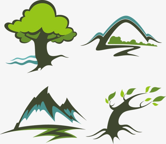 650x563 Cartoon Tree Hill, Hand Painted Scenery, Creative Logo Template