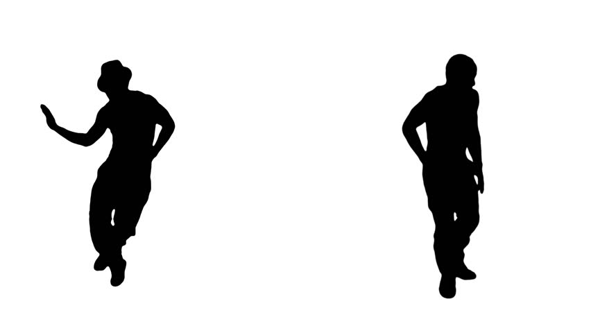 852x480 Two Male Hip Hop Dancing Silhouettes With Alpha Matte. More