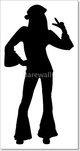 265x500 Dancing Silhouette Hippie Girl Paper Print Wall Art