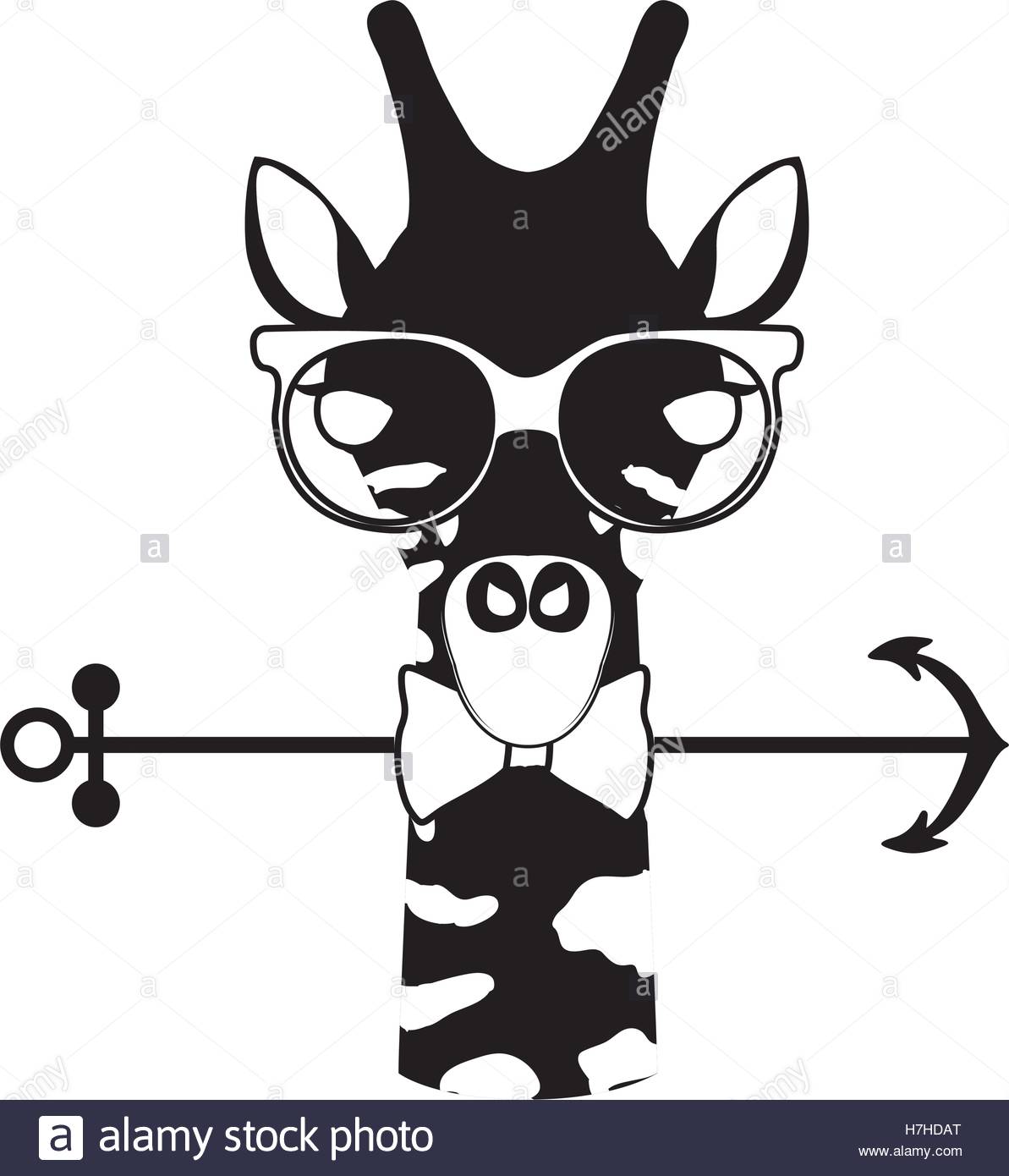 1193x1390 Silhouette Of Giraffe Cartoon With Glasses And Bow Tie.animal