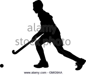 367x320 Silhouette Of Hockey Player. Isolated On White. Vector Illustra