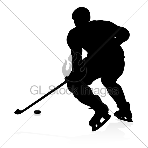 500x500 Ice Hockey Player Silhouette Gl Stock Images