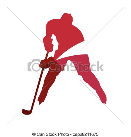 450x470 Abstract Red Ice Hockey Player Geometric Silhouette Vectors