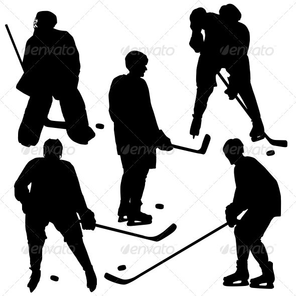 590x590 Set Of Silhouettes Of Hockey Player