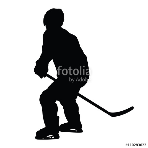 500x500 Ice Hockey Player Vector Silhouette. Hockey Player Skating Witho