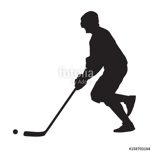 500x500 Running Ball Hockey Player, Summer Hockey, Vector Silhouette