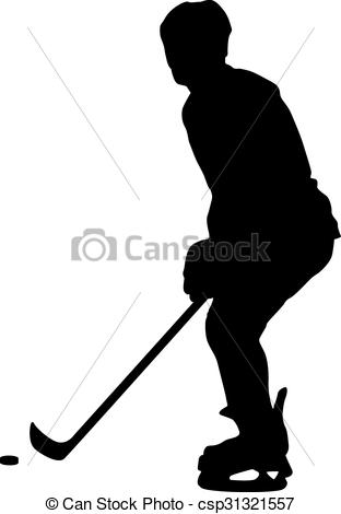 312x470 Silhouette Of Hockey Player. Isolated On White. Vector Clipart