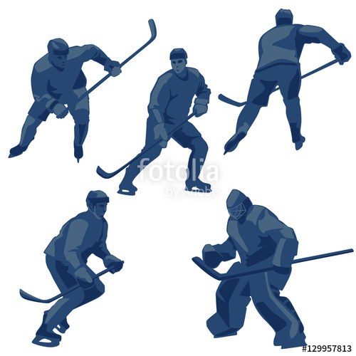 500x500 Silhouettes Ice Hockey Players Defenders, Forwards And Goalkeeper