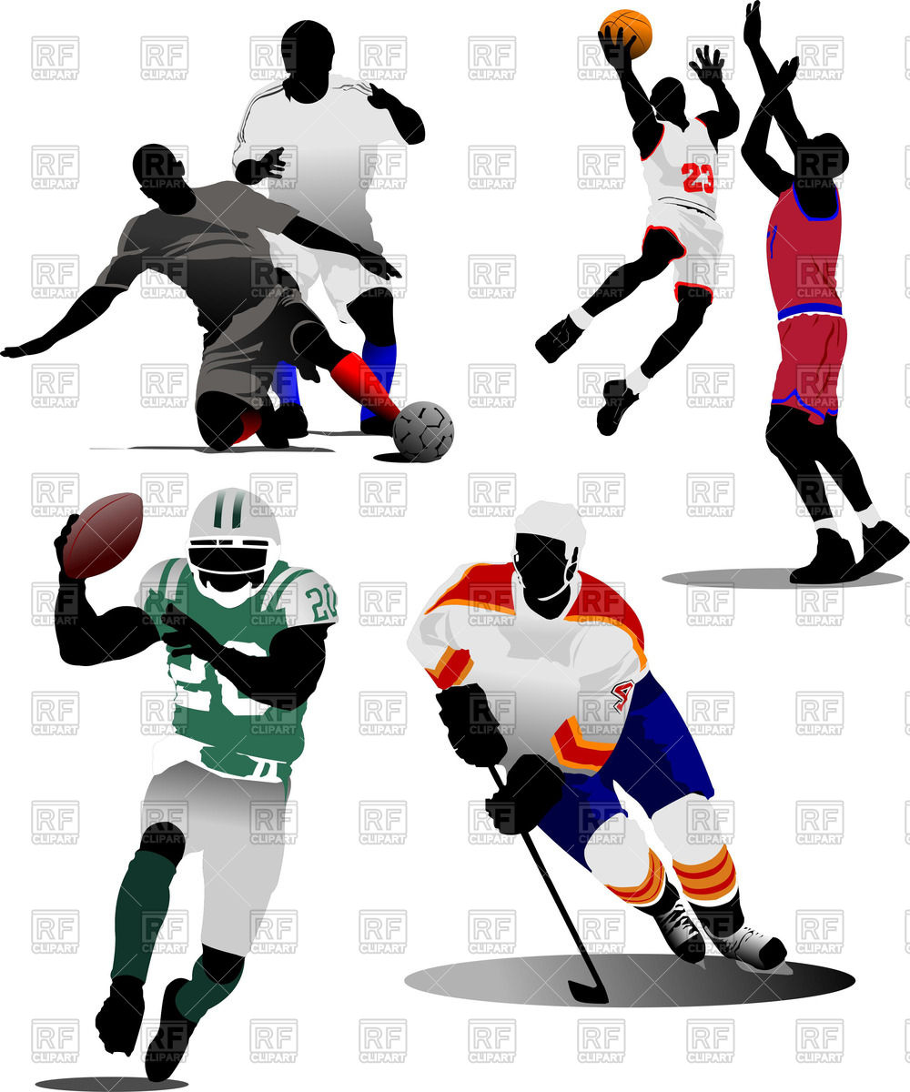 1000x1200 Colorful Silhouettes Of Soccer Players, Ice Hockey Player