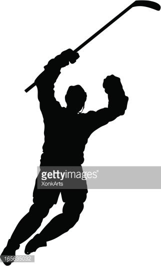 322x532 Silhouette Of A Hockey Player Celebrating After A Goal. Simple