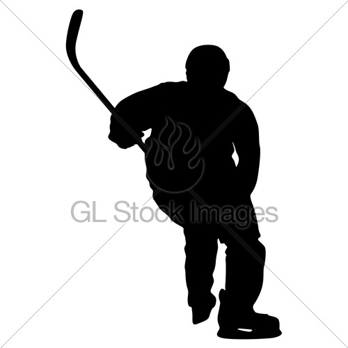 500x500 Silhouette Of Hockey Player. Isolated On White. Vector Il Gl