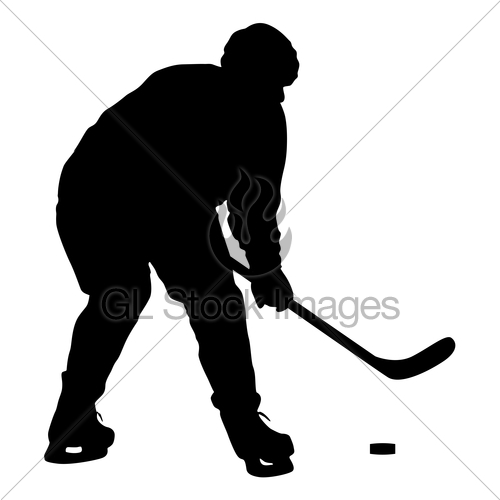500x500 Silhouette Of Hockey Player. Isolated On White Gl Stock Images