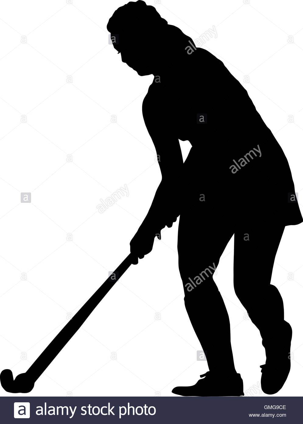995x1390 Black On White Silhouette Of Standing Girl Ladies Hockey Player