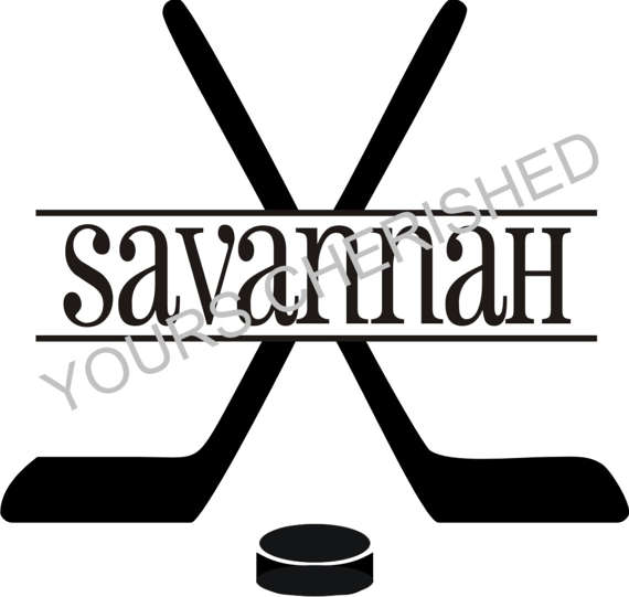 570x541 Split Monogram Crossed Hockey Sticks Amp Puck (.svg, Eps, Dfx