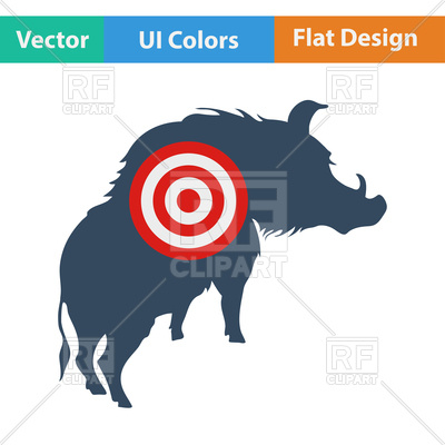 400x400 Flat Design Icon Of Boar Silhouette With Target In Ui Colors