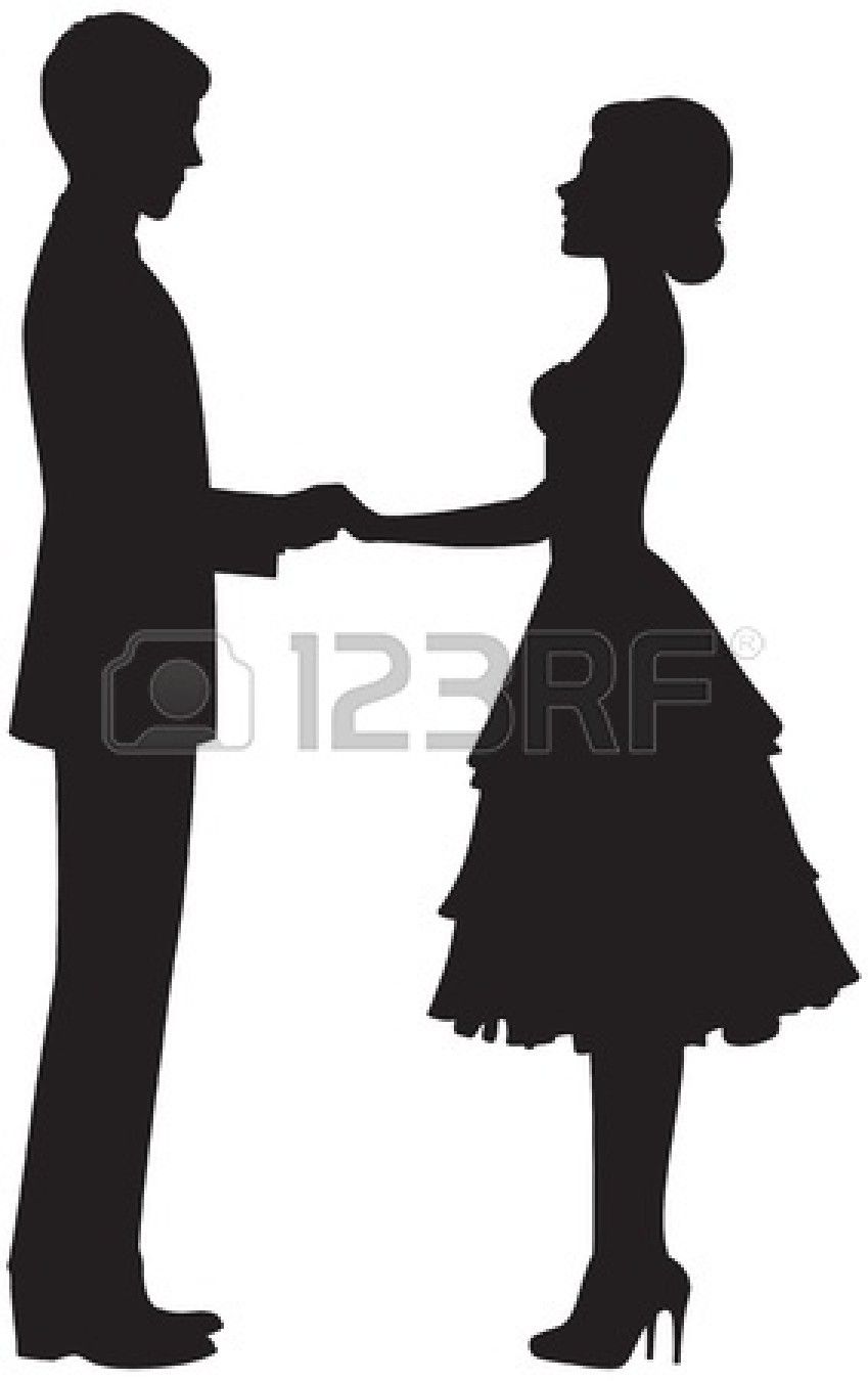 849x1350 Silhouette Of A Couple Holding Hands Stock Vector