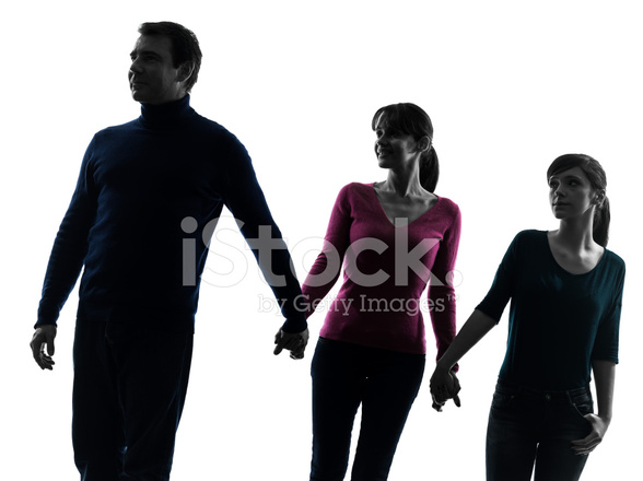 588x440 Family Father Mother Daughter Walking Holding Hands Silhouette