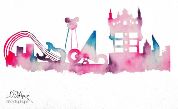 570x350 Hollywood Film Studios Theme Park In Florida Wall Art Watercolor