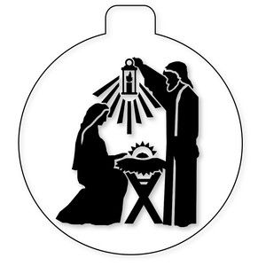 300x300 Silhouette Design Store Nativity Glass Ball With Holy Family