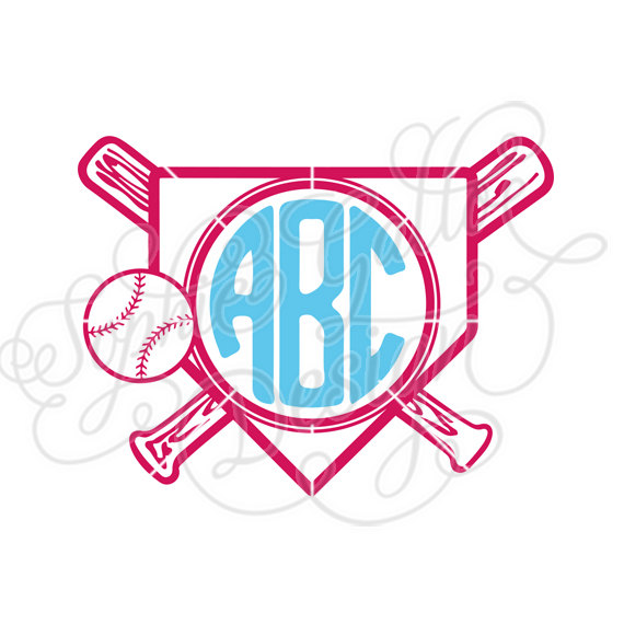 570x570 Home Plate Baseball Monogram Svg, Dxf Digital Download Files