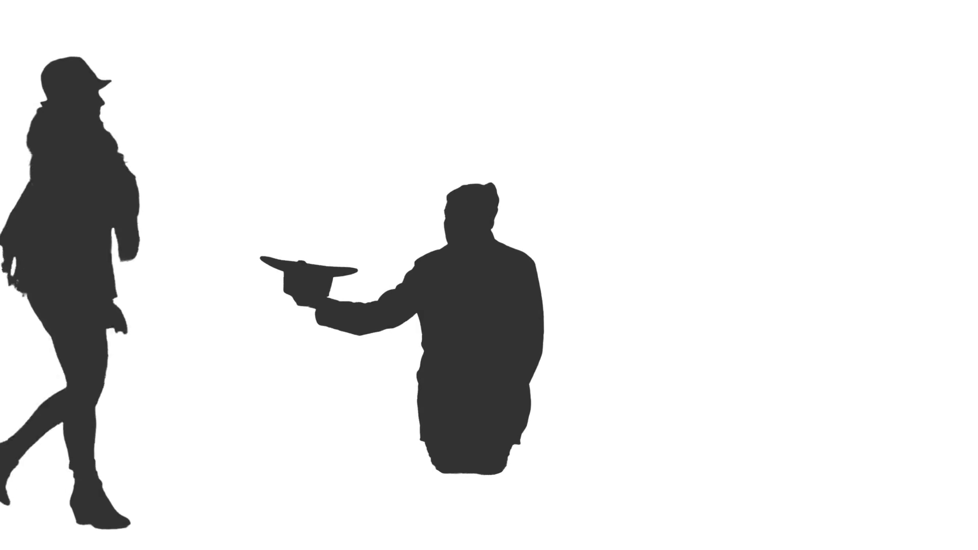 1920x1080 Silhouette Of Walking People And Homeless Man Begging On