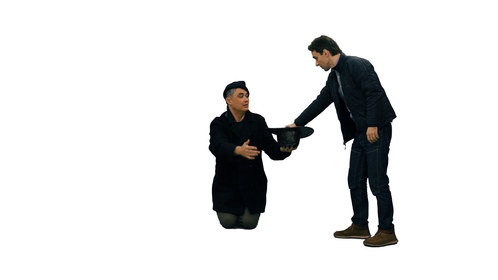 1920x1080 Silhouettes Of Walking People And Homeless Man Begging On