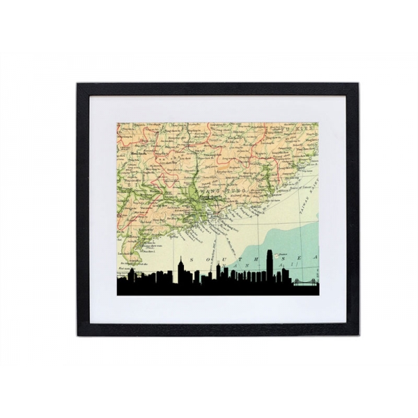 600x600 Hong Kong Skyline Silhouette Print
