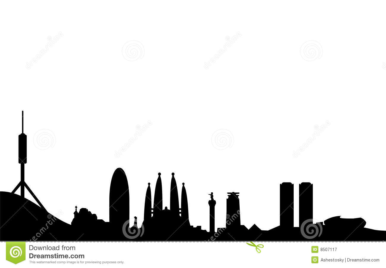 1300x903 Barcelona Skyline Silhouette Royalty Free Stock Photography