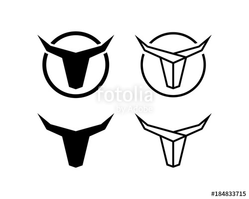 500x400 Black Line Art Head Bull With Horn Illustration Simple Logo