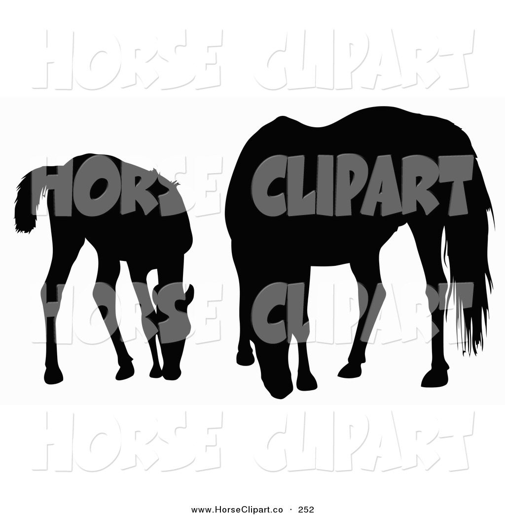 1024x1044 Clip Art Of A Silhouette Of A Foal And Horse Grazing On White By