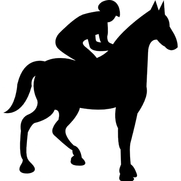 626x626 Horse With Jockey Black Silhouette Icons Free Download