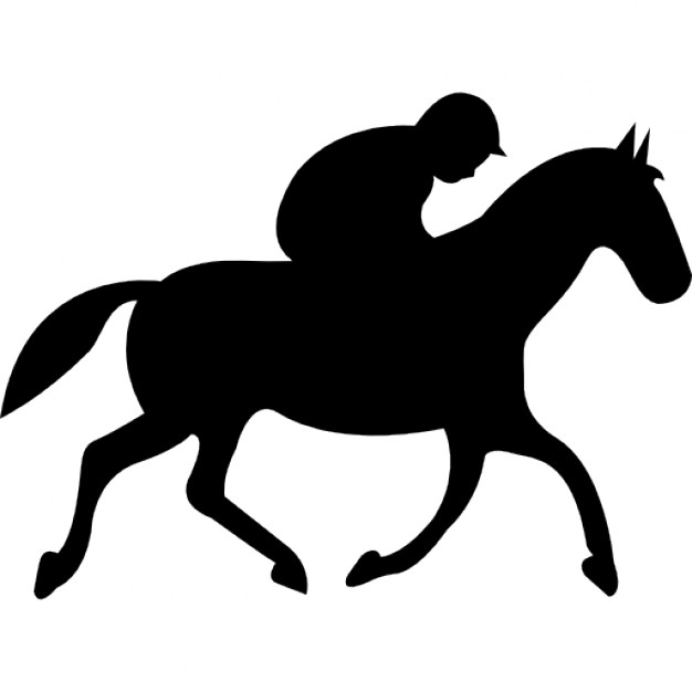 626x626 Running Horse With Jockey Black Silhouette From Side View Icons