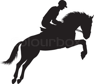 320x287 Horse Jumping With Rider On White Background Stock Vector