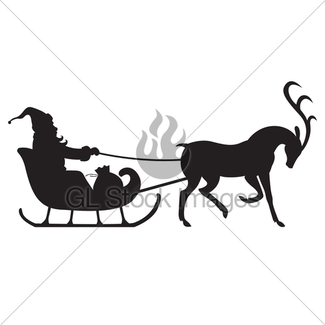 325x325 Silhouette Santa Riding On Reindeer Sleigh Gl Stock Images