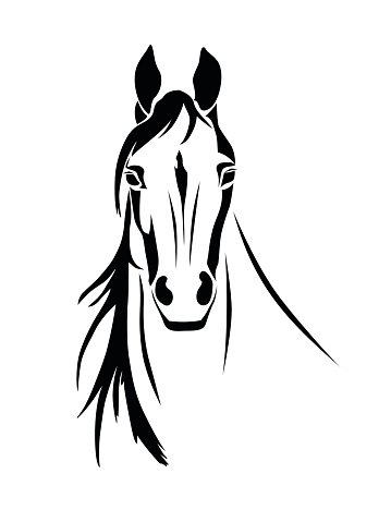359x479 Silhouette Of A Horse Head Front View Stock Vectors