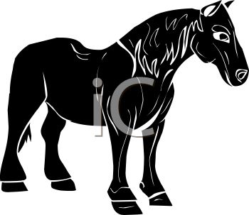 350x303 Picture Of A Silhouette Of A Horse Standing On A White Background