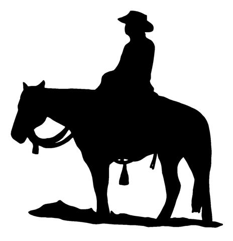 464x480 Cowboy On Horseback Silhouette Decal Sticker