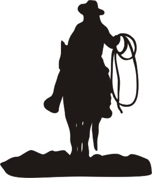 307x360 Cowboy And Horse Silhouette Vinyl Window Decal