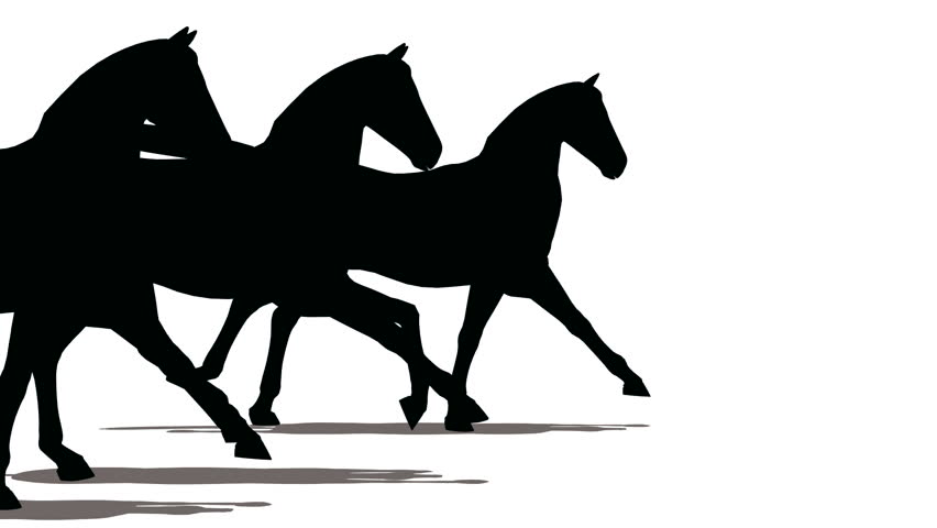 852x480 Running Horse Silhouette ( Seamless Loop ) Stock Footage Video