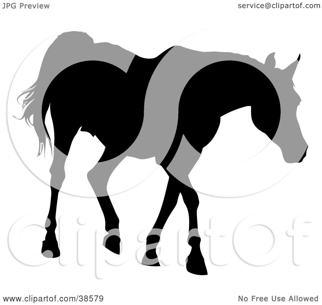 1080x1024 Clipart Illustration Of A Black Silhouette Of A Walking Horse By