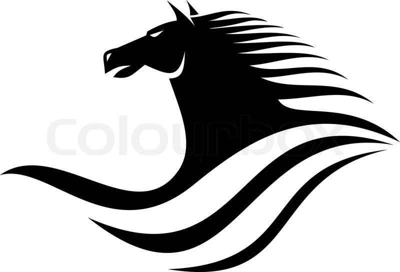 800x544 Black Horse Head Silhouette Stock Vector