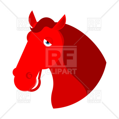 400x400 Red Horse Head On White Background Royalty Free Vector Clip Art