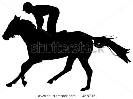 450x336 Black And White Illustration Of A Jockey And Horse During The Race
