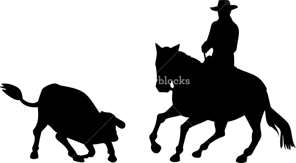 1000x553 Rodeo Cowboy Horse Riding Silhouette Royalty Free Stock Image