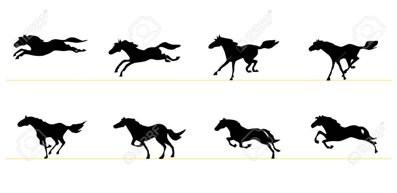 1300x633 Running Horse Silhouettes Royalty Free Cliparts Vectors And Stock