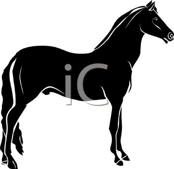 350x340 Picture Of A Horse Silhouette In A Vector Clip Art Illustration