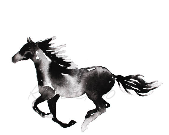 570x456 Horse Painting Abstract Horse Printable Digital Download